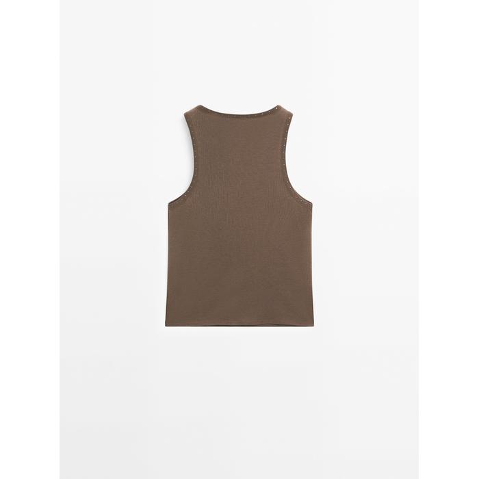 Slim top with stud details цвет: Кротово-коричневый