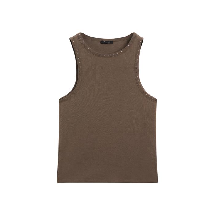 Slim top with stud details цвет: Кротово-коричневый