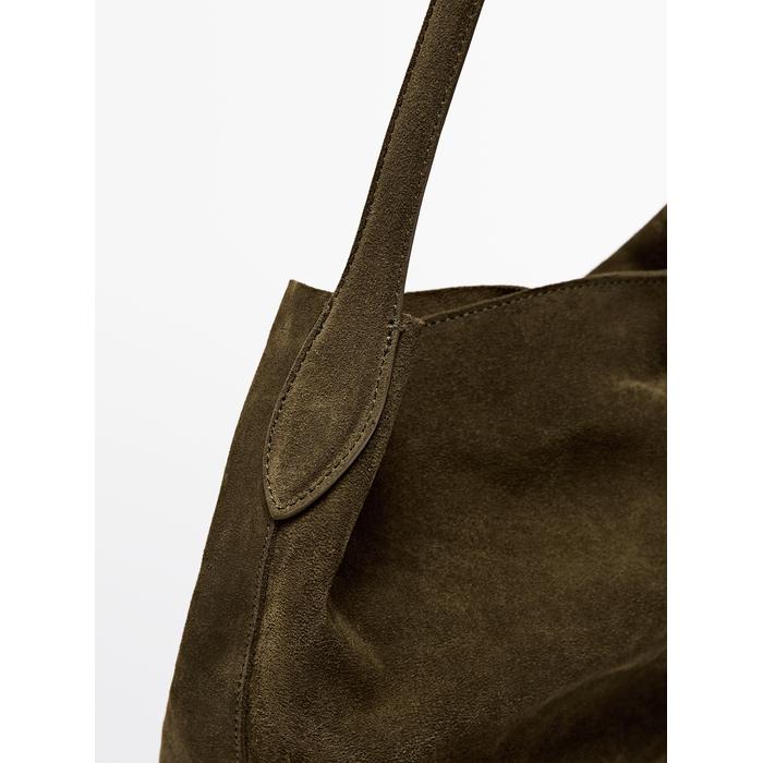 Split leather bucket bag цвет: Зеленый