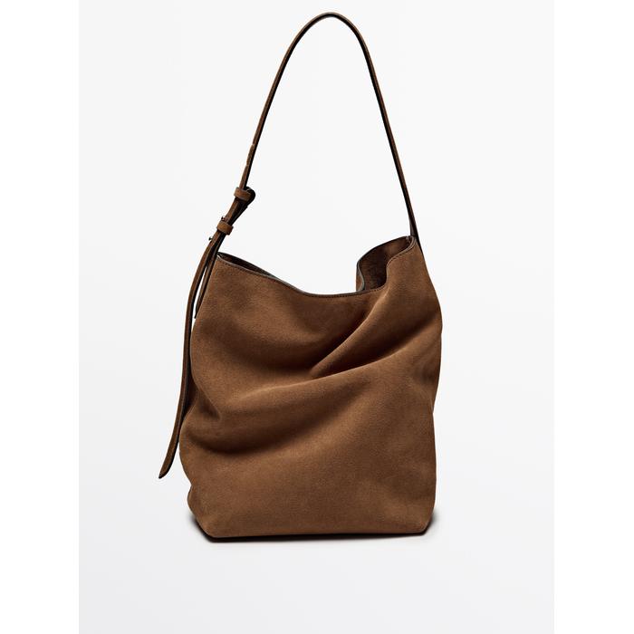 Split leather bucket bag цвет: Песочный