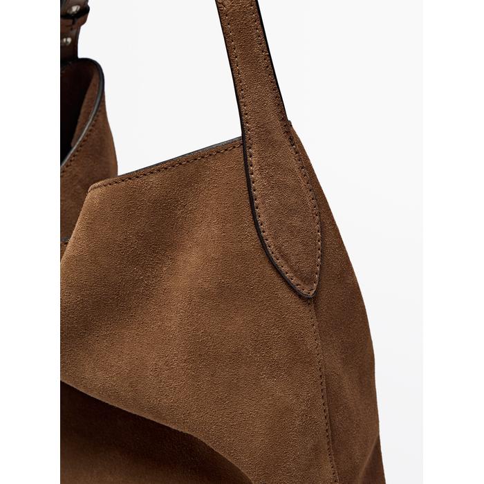 Split leather bucket bag цвет: Песочный