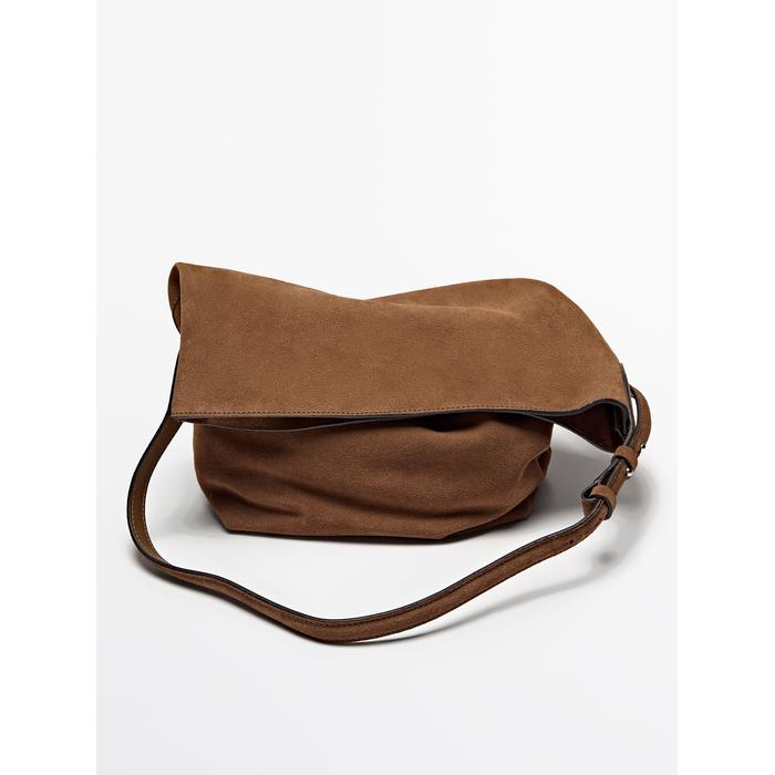 Split leather bucket bag цвет: Песочный