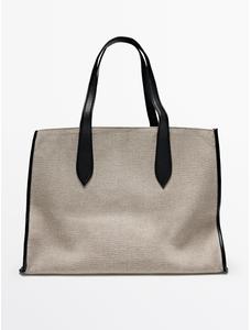 Woven leather maxi tote bag цвет: Бежевый