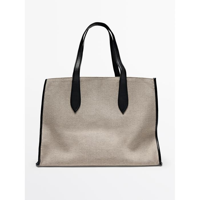 Woven leather maxi tote bag цвет: Бежевый