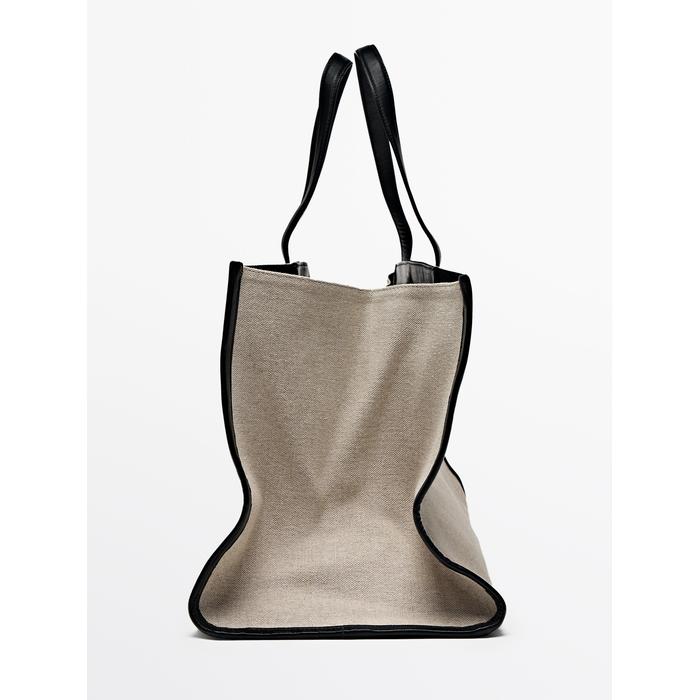 Woven leather maxi tote bag цвет: Бежевый