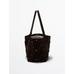 Suede leather shopper bag with studs цвет: Коричневый