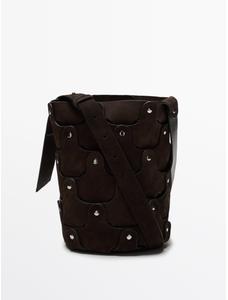 Bucket bag studded split leather цвет: Коричневый