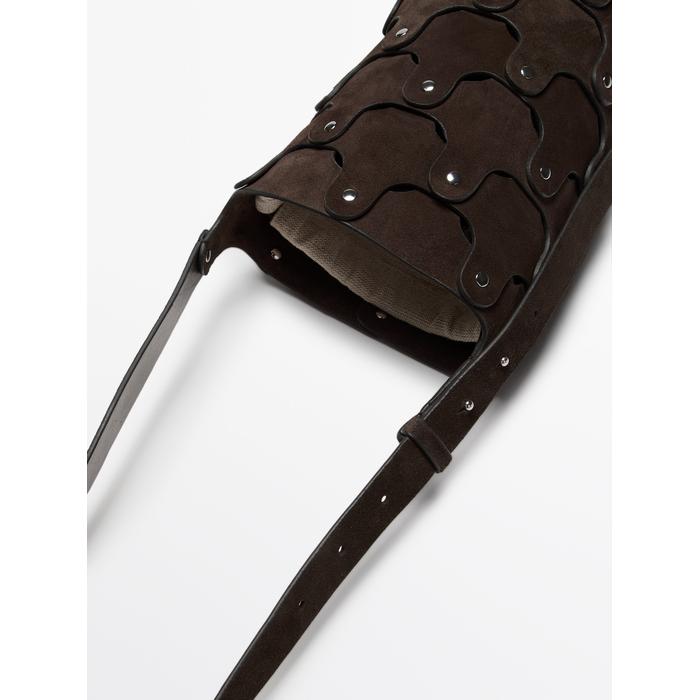 Bucket bag studded split leather цвет: Коричневый