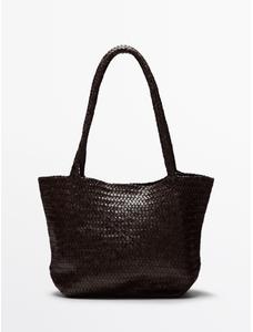 Large braided nappa leather tote bag цвет: Коричневый