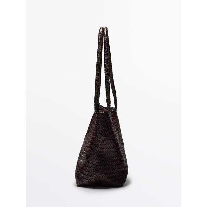 Large braided nappa leather tote bag цвет: Коричневый