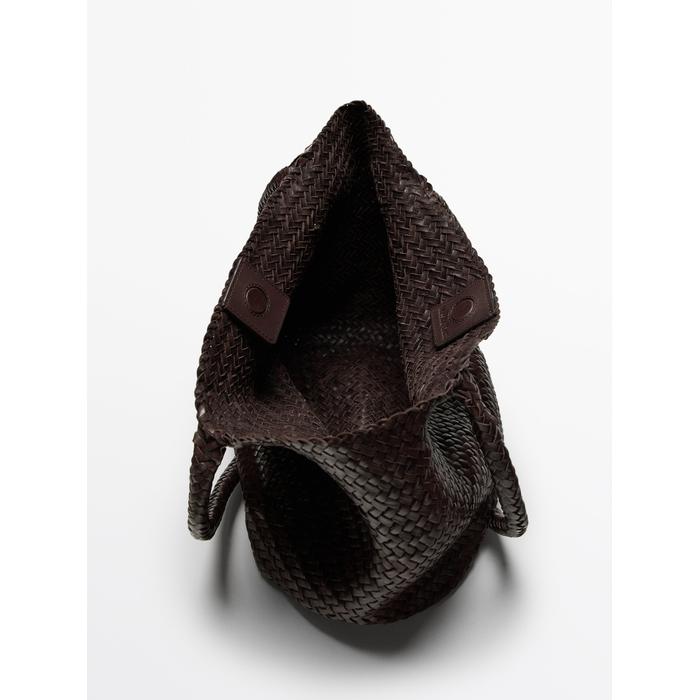 Large braided nappa leather tote bag цвет: Коричневый