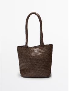 Half tote braided nappa leather tote bag цвет: Кротово-коричневый