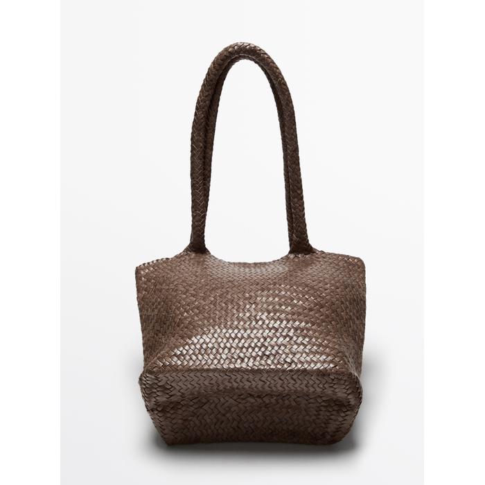 Half tote braided nappa leather tote bag цвет: Кротово-коричневый