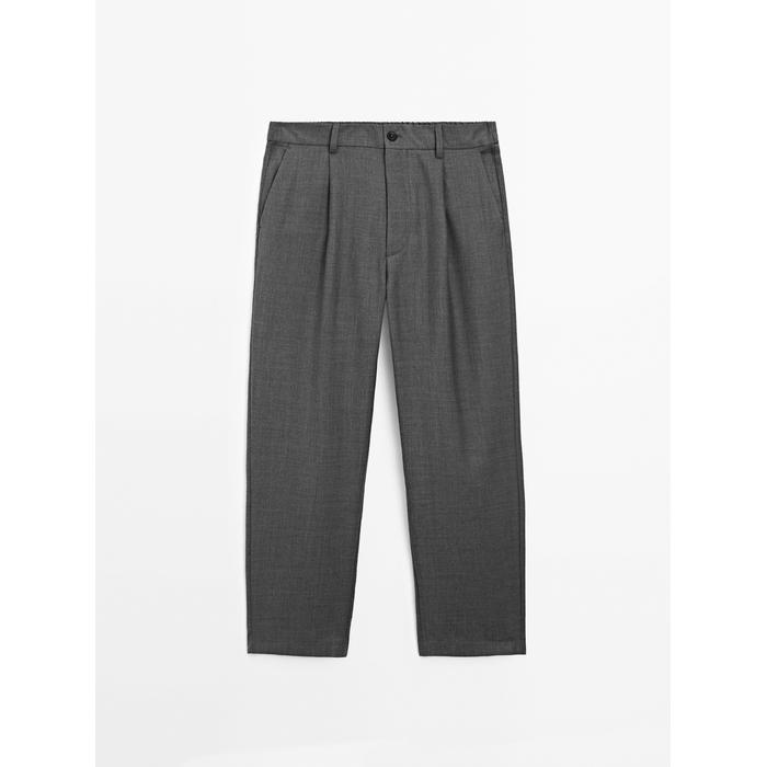 Cool wool blend relaxed fit trousers цвет: Серый