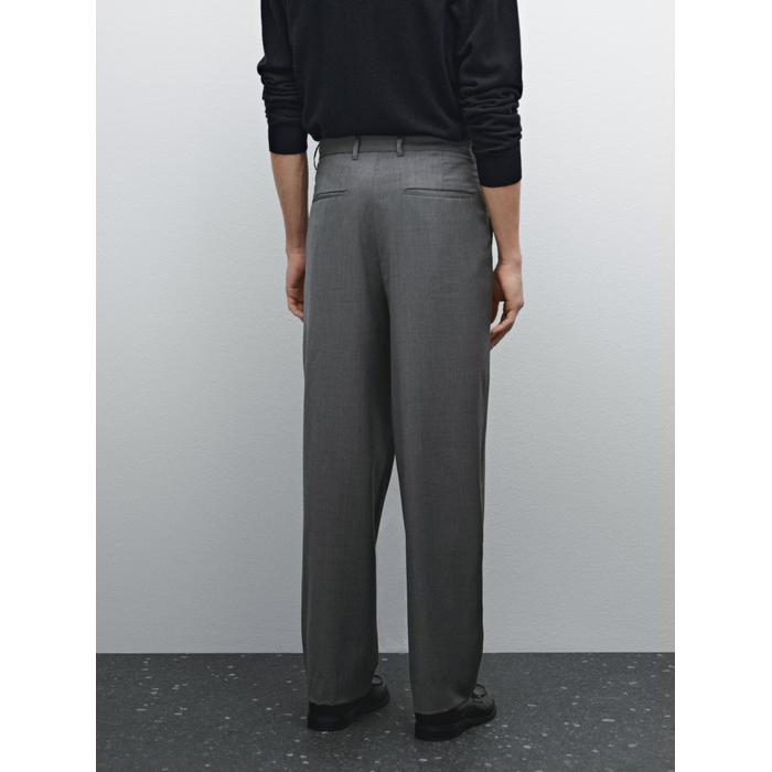 Cool wool blend relaxed fit trousers цвет: Серый