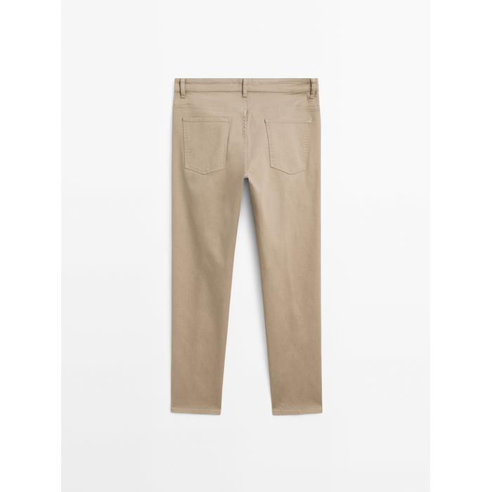 Cotton blend slim fit denim trousers цвет: Песочный