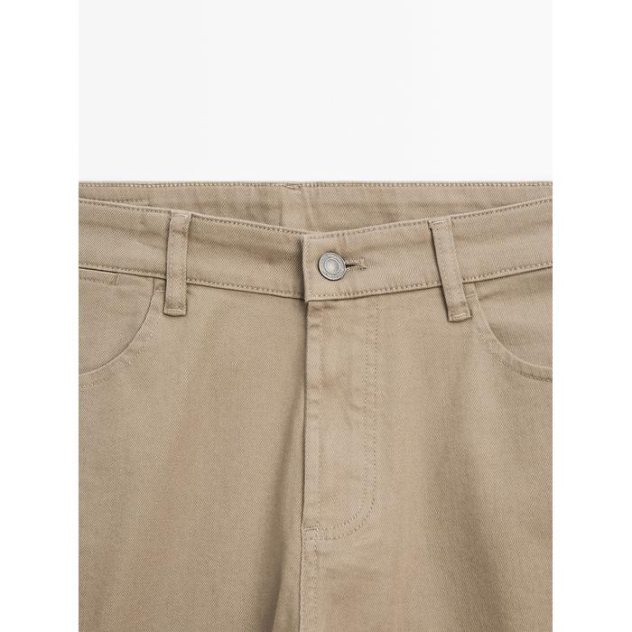 Cotton blend slim fit denim trousers цвет: Песочный