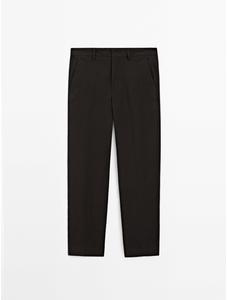 100% linen houndstooth trousers цвет: Шоколадный