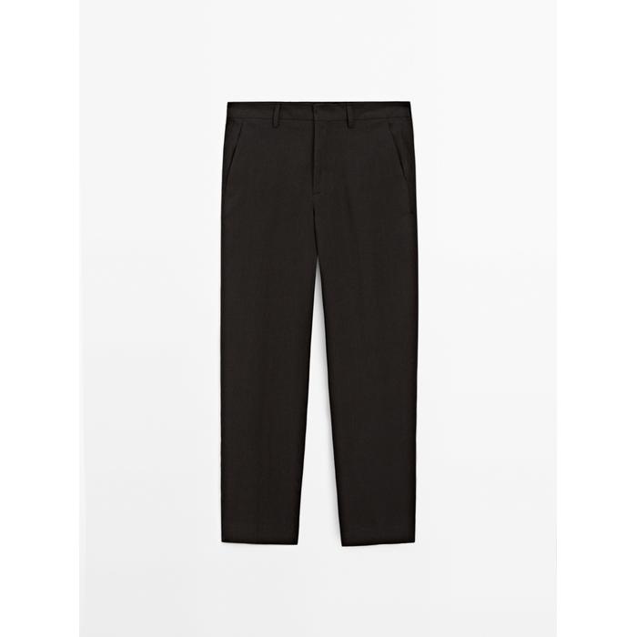 100% linen houndstooth trousers цвет: Шоколадный