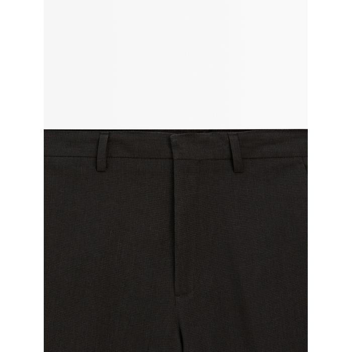 100% linen houndstooth trousers цвет: Шоколадный
