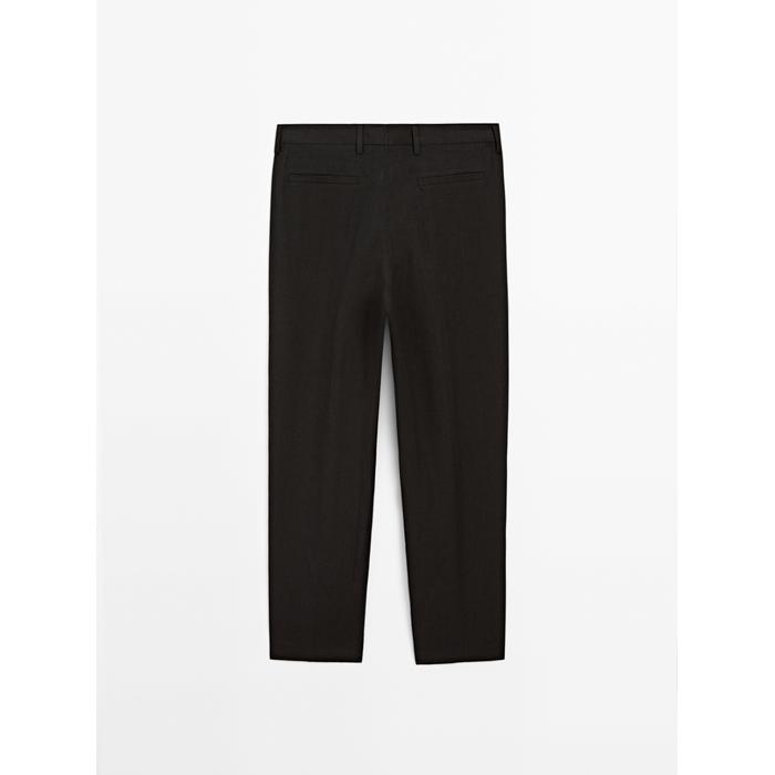 100% linen houndstooth trousers цвет: Шоколадный