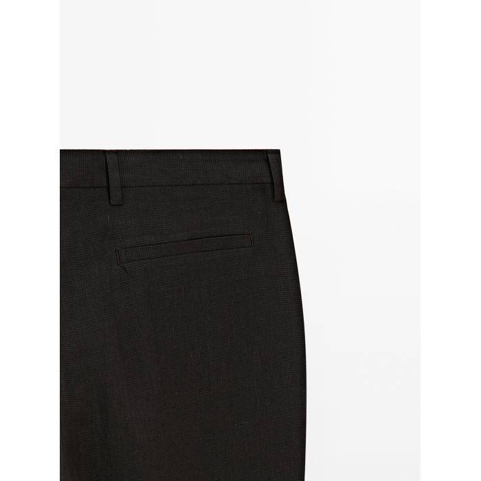 100% linen houndstooth trousers цвет: Шоколадный
