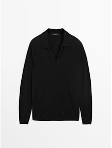Polo neck knitted jumper wool blend цвет: Черный