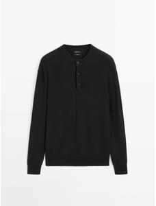 Knitted sweater button-down collar cotton цвет: Серый