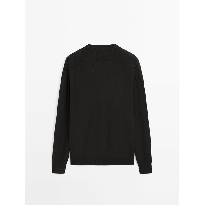 Knitted sweater button-down collar cotton цвет: Серый