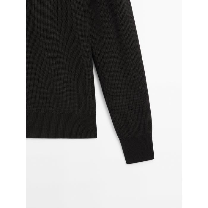 Knitted sweater button-down collar cotton цвет: Серый