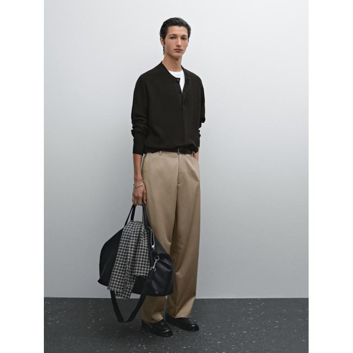 Knitted sweater button-down collar cotton цвет: Серый