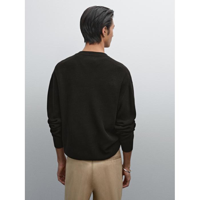 Knitted sweater button-down collar cotton цвет: Серый