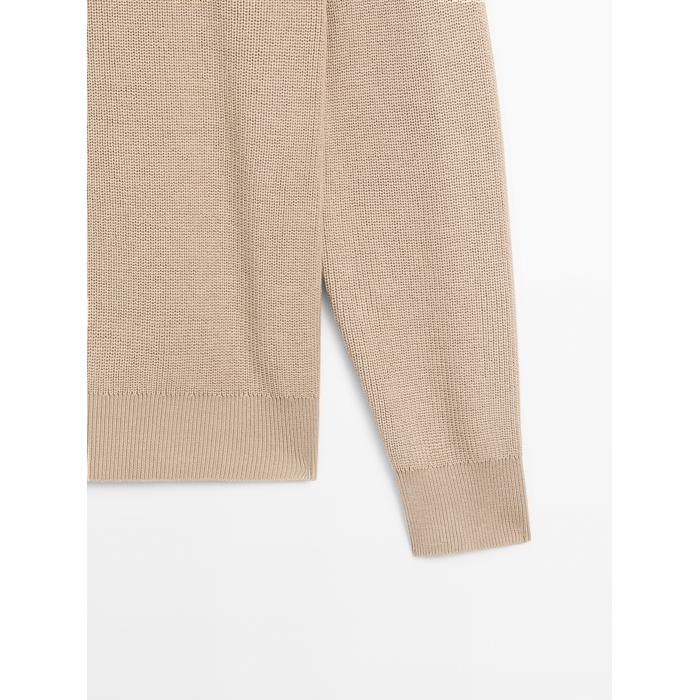 Knitted sweater button-down collar cotton цвет: Бежевый