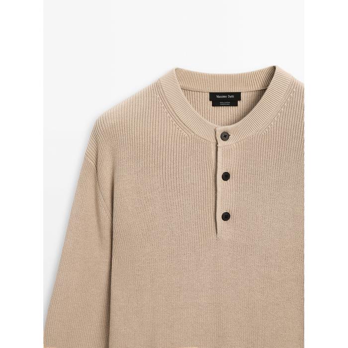Knitted sweater button-down collar cotton цвет: Бежевый