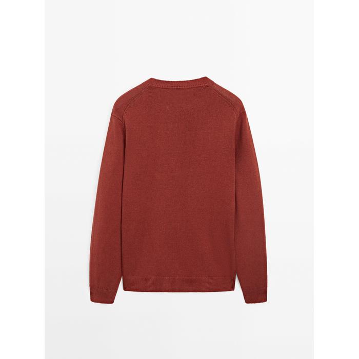 Knitted sweater round neck цвет: Терракотовый