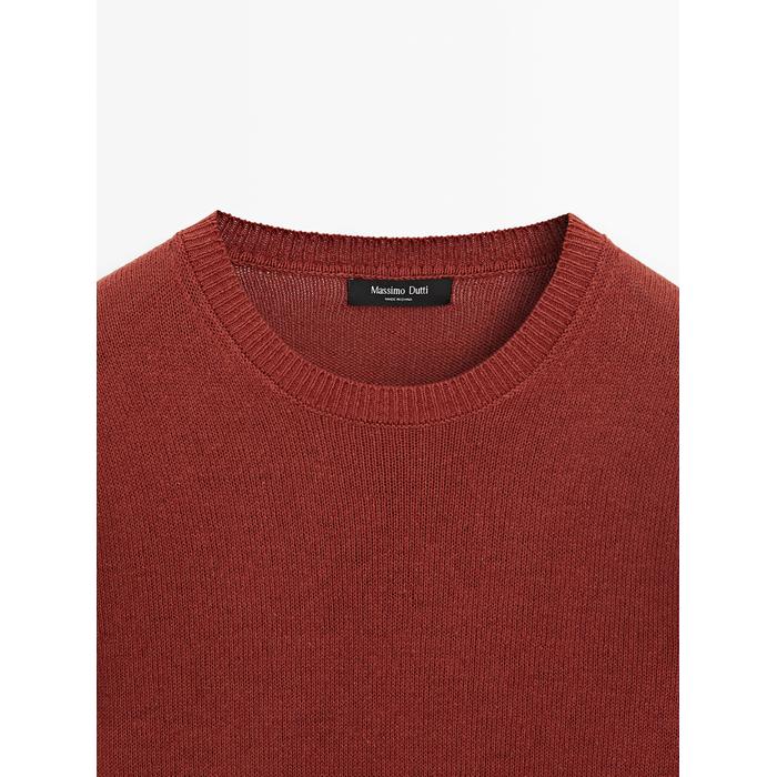 Knitted sweater round neck цвет: Терракотовый
