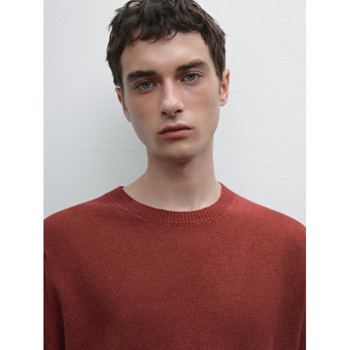 Knitted sweater round neck цвет: Терракотовый