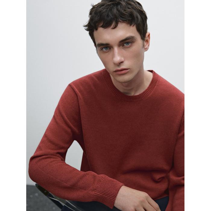 Knitted sweater round neck цвет: Терракотовый