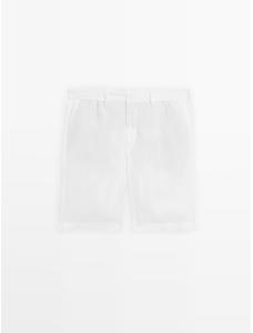 Semi jogger fit linen bermuda цвет: Белый