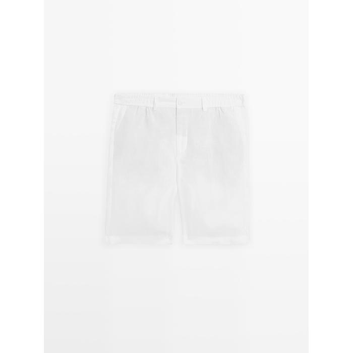 Semi jogger fit linen bermuda цвет: Белый