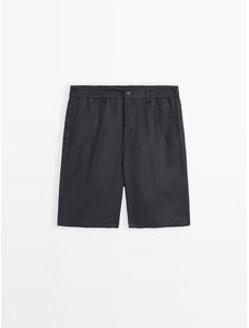 Semi jogger fit linen bermuda цвет: Темно-синий