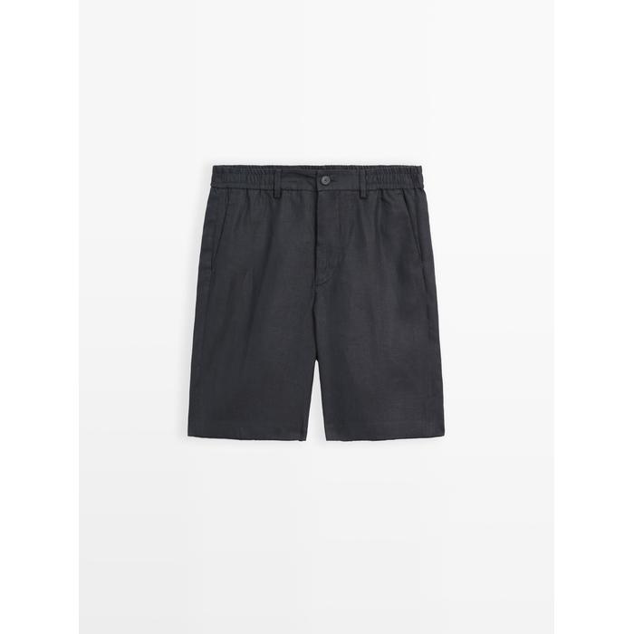 Semi jogger fit linen bermuda цвет: Темно-синий