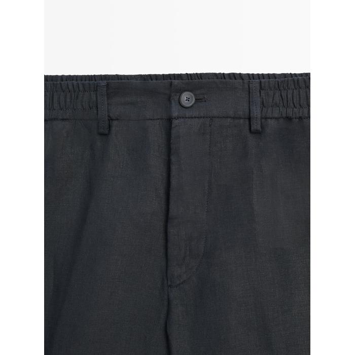 Semi jogger fit linen bermuda цвет: Темно-синий