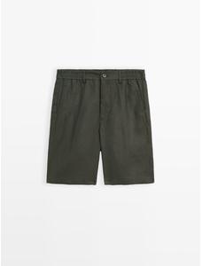 Semi jogger fit linen bermuda цвет: Темно-зеленый