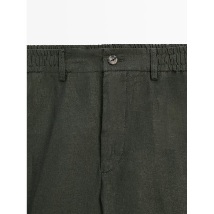 Semi jogger fit linen bermuda цвет: Темно-зеленый