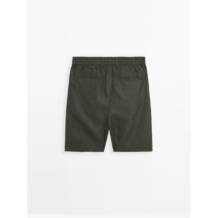 Semi jogger fit linen bermuda цвет: Темно-зеленый