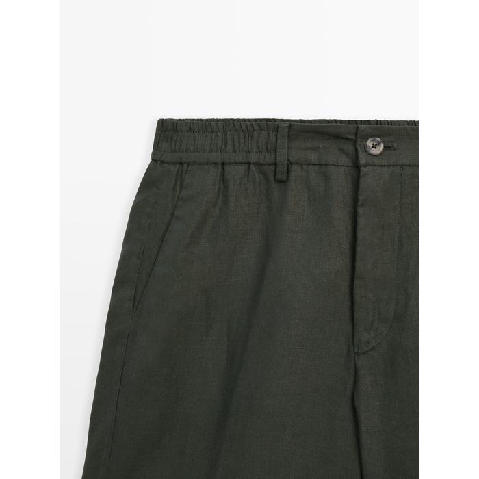Semi jogger fit linen bermuda цвет: Темно-зеленый
