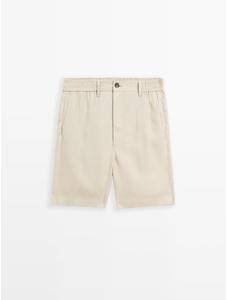 Semi jogger fit linen bermuda цвет: Песочный