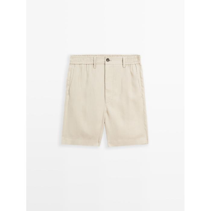 Semi jogger fit linen bermuda цвет: Песочный