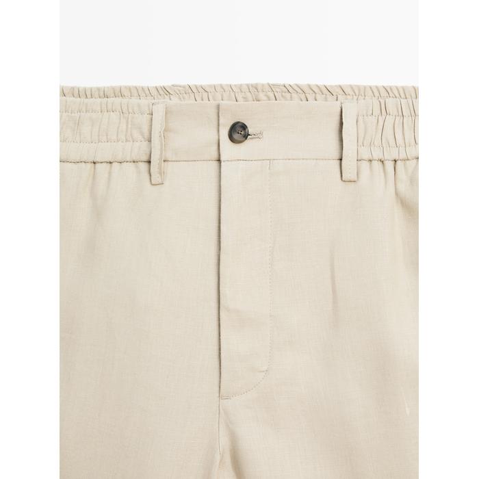 Semi jogger fit linen bermuda цвет: Песочный